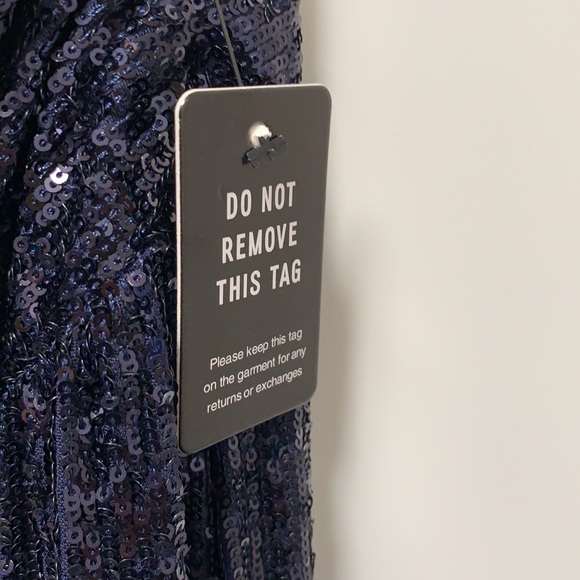 NWT Express Navy Blue Sequined Halter Dress Size Small - Picture 9 of 10